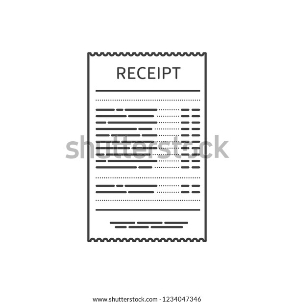 色の背景に平らなスタイルのレシートアイコン 請求書の署名 ビルatmテンプレートまたはレストランの紙の財務小切手 コンセプト ペーパーの領収書 ベクター イラストeps10 のベクター画像素材 ロイヤリティフリー 1234047346
