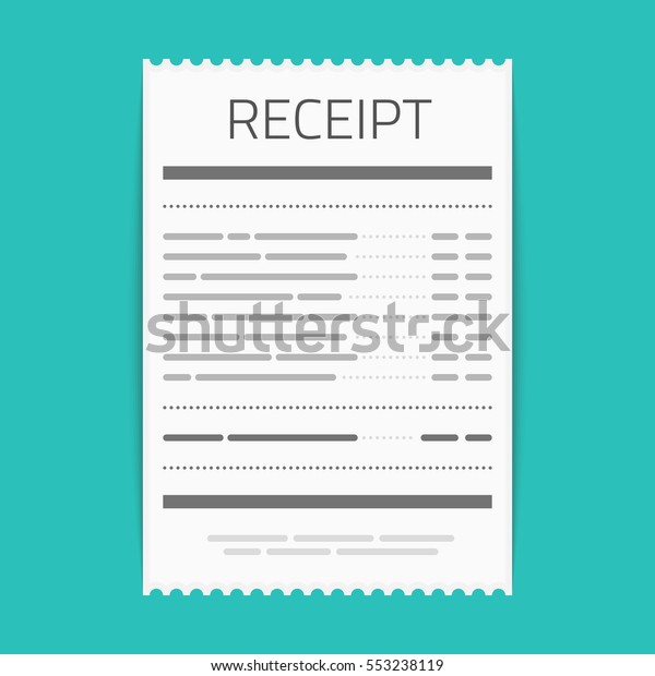 Receipt icon in a flat\
style isolated on a colored background. Invoice sign. Bill atm\
template or restaurant paper financial check. Concept Paper\
receipts icons. 