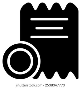 receipt icon with glyph style. Suitable for website design, logo, app and UI. Based on the size of the icon in general, so it can be reduced.
