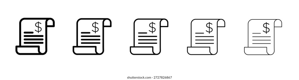 Icono de Comprobante para Diseños gráficos. Diseño de Vector de iconos