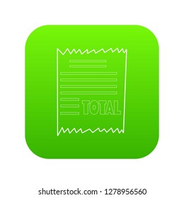 Receipt icon green vector isolated on white background