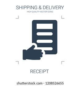 receipt icon. high quality filled receipt icon on white background. from shipping delivery collection flat trendy vector receipt symbol. use for web and mobile