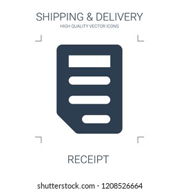 receipt icon. high quality filled receipt icon on white background. from shipping delivery collection flat trendy vector receipt symbol. use for web and mobile
