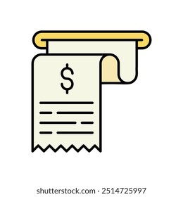 Ícone de recibo isolado em um fundo branco. Ilustração vetorial.