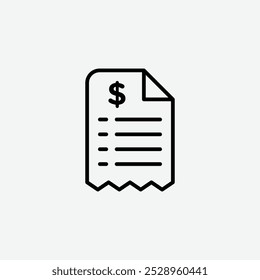 Receipt icon isolated on the white background.