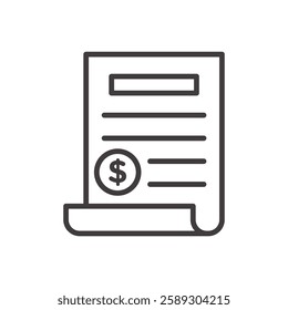 receipt icon isolated stroke in black color