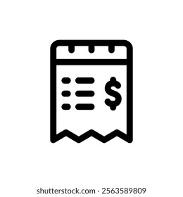 Receipt Icon Line Style Design Finance Vector Illustration