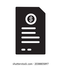 Icono de recibo o logotipo de la ilustración vectorial del símbolo de signo aislado, ilustración vectorial con contorno negro de alta calidad.