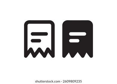Receipt icon in outline and filled style Vector