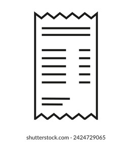A receipt icon in outline style on a white background