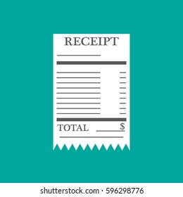 Receipt Icon Paper Invoice Total Bill Stock Vector (Royalty Free ...