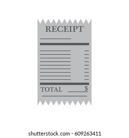 Receipt icon. Paper invoice. Total bill with dollar symbol. Vector illustration in flat style