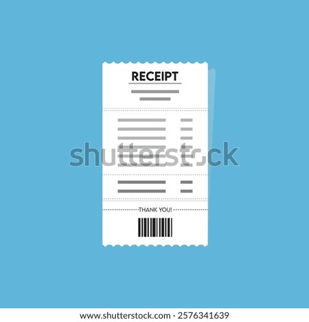 Receipt icon paper invoice total bill vector icon, Purchase total payment receipt icon for business or finance apps and web