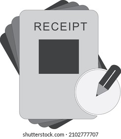 Icono de recepción, lápiz y vector de icono de papel 