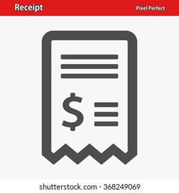 Receipt Icon. Professional, pixel perfect icons optimized for both large and small resolutions. EPS 8 format.