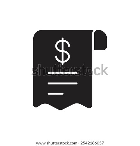 Receipt Icon, Representing Payment Confirmations, Transaction Proof, and Order Confirmation