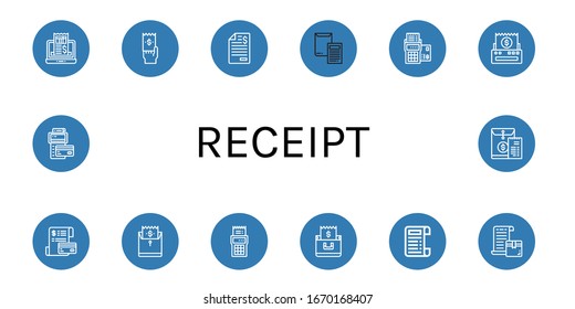 receipt icon set. Collection of Receipt, Bill, Invoice, Pos icons