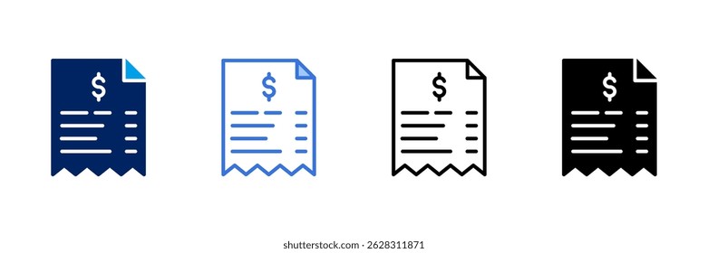 Receipt Icon Set Different Style Collection