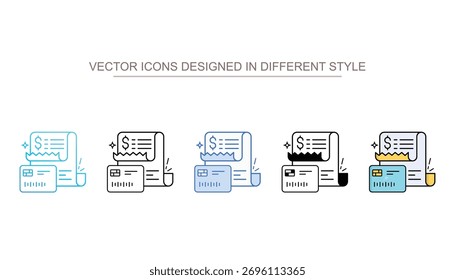 Receipt icon set with different style