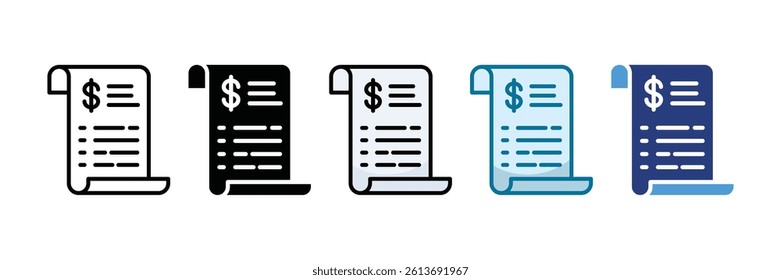 Receipt Icon Set Multiple Style Collection