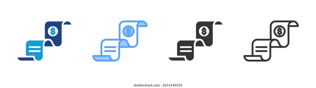 Receipt icon set multiple style collection