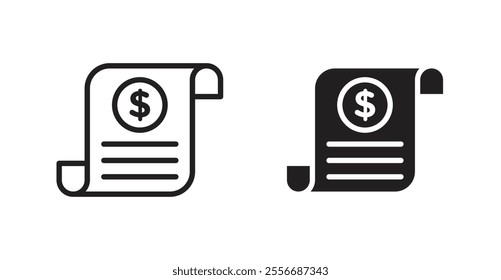 Receipt icon set in Thin line black color.