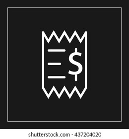 receipt icon. shopping checkout line icon