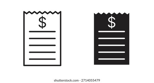 Ícone de recibo silhueta projetos vetoriais. Traçados editáveis