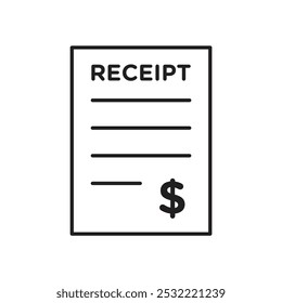 Receipt icon. simple thin line icon.