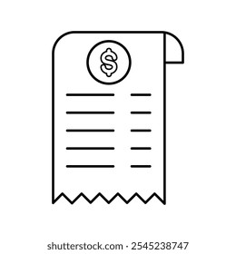 Receipt Icon Single Thin line vector art set