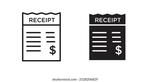 Receipt icon in solid and stroke style.