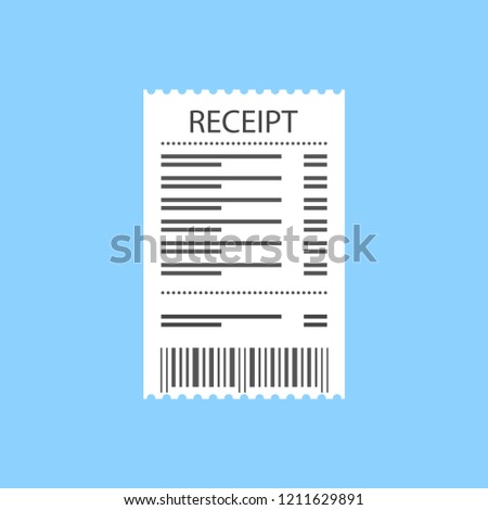 Receipt icon. Supermarket paper receipt. Vector illustration.