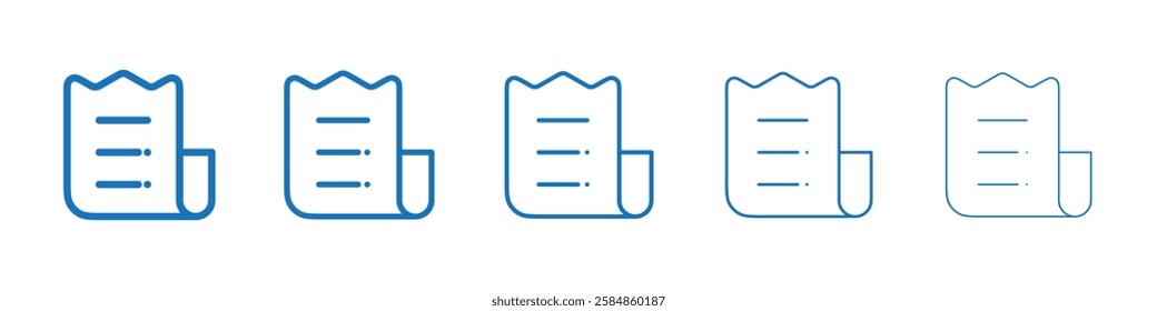 Receipt icon Symbol collection thin outline set