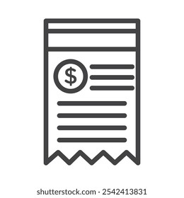 Receipt icon Symbol mark in filled style