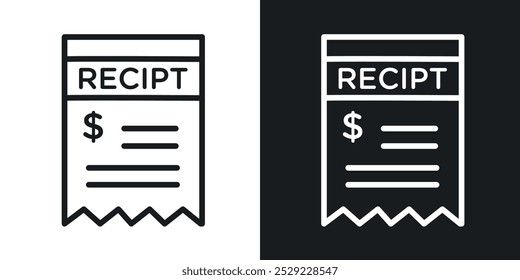 Receipt icon in Thin line black color. flat simple vector symbols illustration.