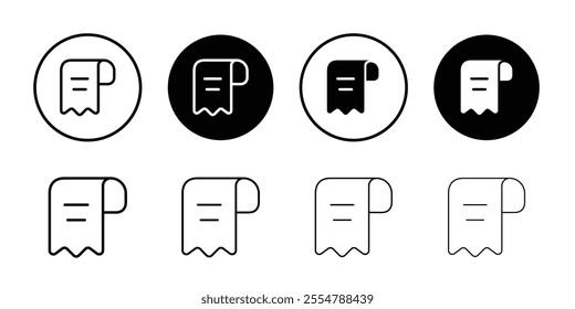 Receipt icon Thin line illustration set