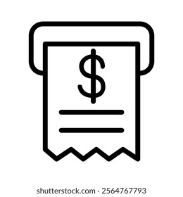 Receipt icon in thin line style. Vector illustration graphic design  