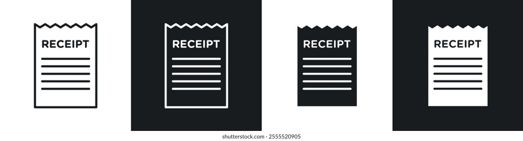 Receipt icon vector collection in black and white.