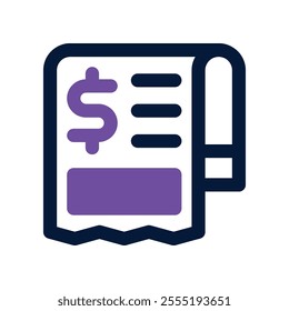 receipt icon. vector dual tone icon for your website, mobile, presentation, and logo design.