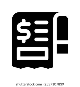 receipt icon. vector glyph icon for your website, mobile, presentation, and logo design.