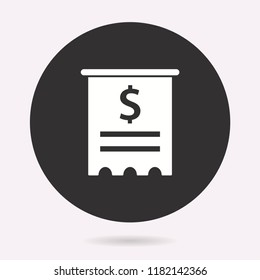 Receipt icon. Vector illustration isolated. Simple pictogram for graphic and web design.