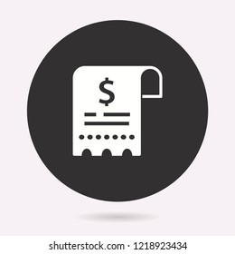 Receipt icon. Vector illustration isolated. Simple pictogram for graphic and web design.