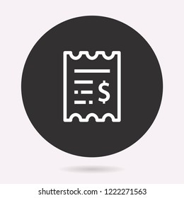 Receipt icon. Vector illustration isolated. Simple pictogram for graphic and web design.