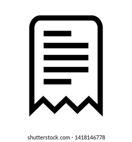 receipt icon. Vector illustration style white background. Designed for web and software interfaces. - Vector