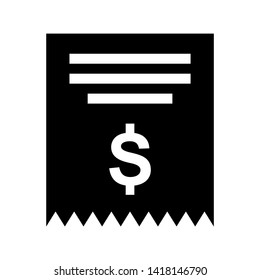 receipt icon. Vector illustration style white background. Designed for web and software interfaces. - Vector