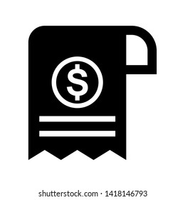 receipt icon. Vector illustration style white background. Designed for web and software interfaces. - Vector