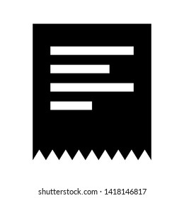 receipt icon. Vector illustration style white background. Designed for web and software interfaces. - Vector