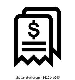 receipt icon. Vector illustration style white background. Designed for web and software interfaces. - Vector