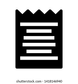 receipt icon. Vector illustration style white background. Designed for web and software interfaces. - Vector