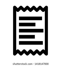 receipt icon. Vector illustration style white background. Designed for web and software interfaces. - Vector